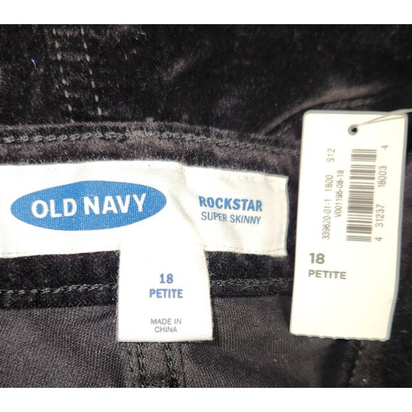 Old Navy Size 18P Rockstar Black Velvet Jeans Supper Skinny Mid Rise Petite NWT - Picture 5 of 7